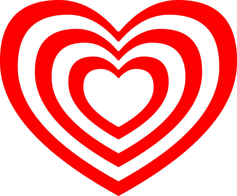 红色条纹状的心形设计