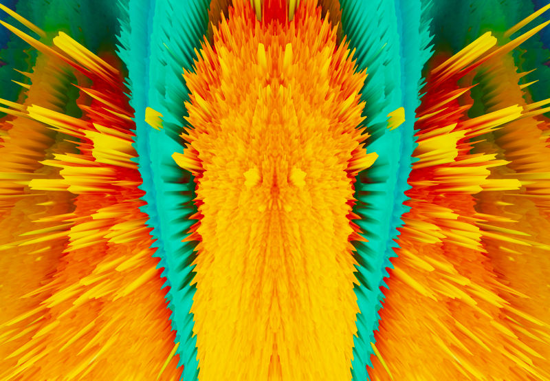 抽象橙色绿色爆炸线性背景