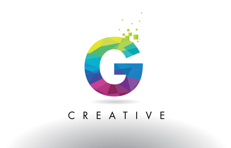 抽象矢量彩色渐变几何字母g标志设计