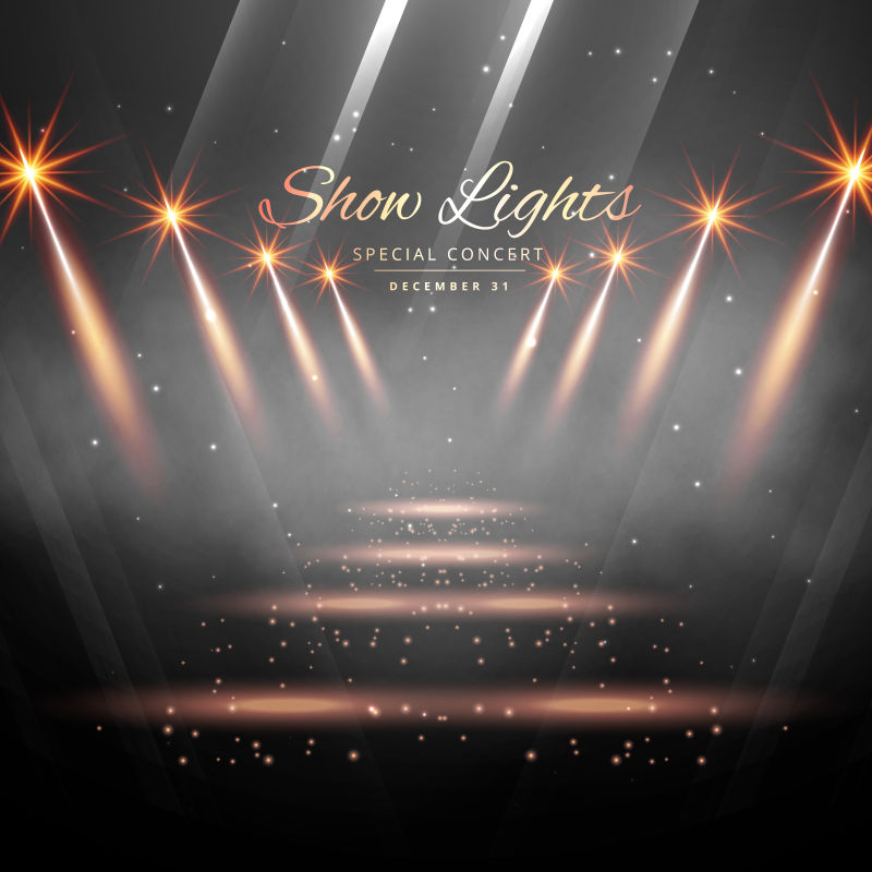 创意矢量耀眼舞台灯光背景设计