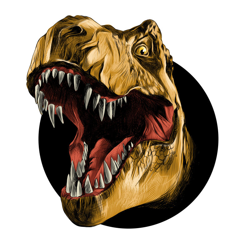 抽象矢量现代棕色霸王龙插图设计