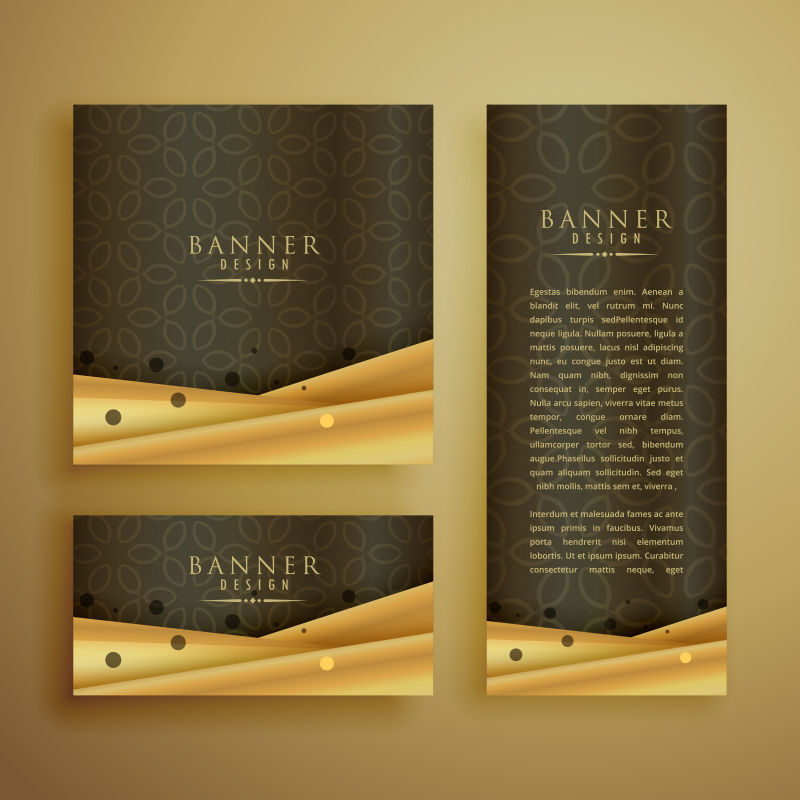 抽象矢量金色彩带元素的证书设计