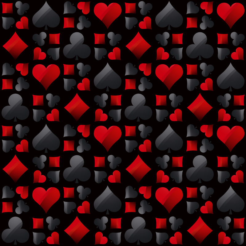 创意矢量现代扑克元素装饰无缝背景