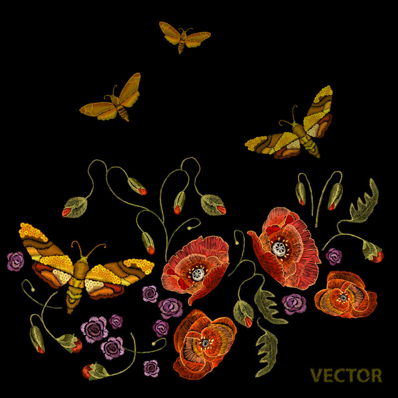 矢量创意复古花朵元素插图设计