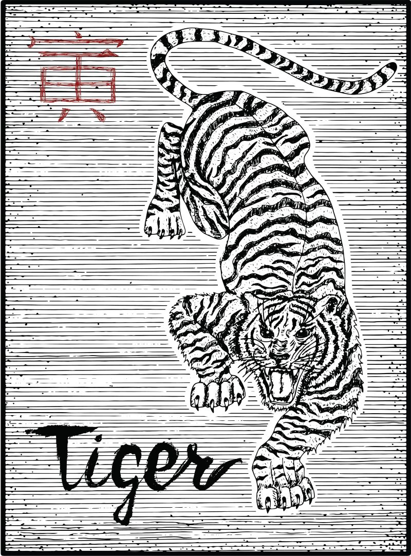 老虎抽象画简单图片