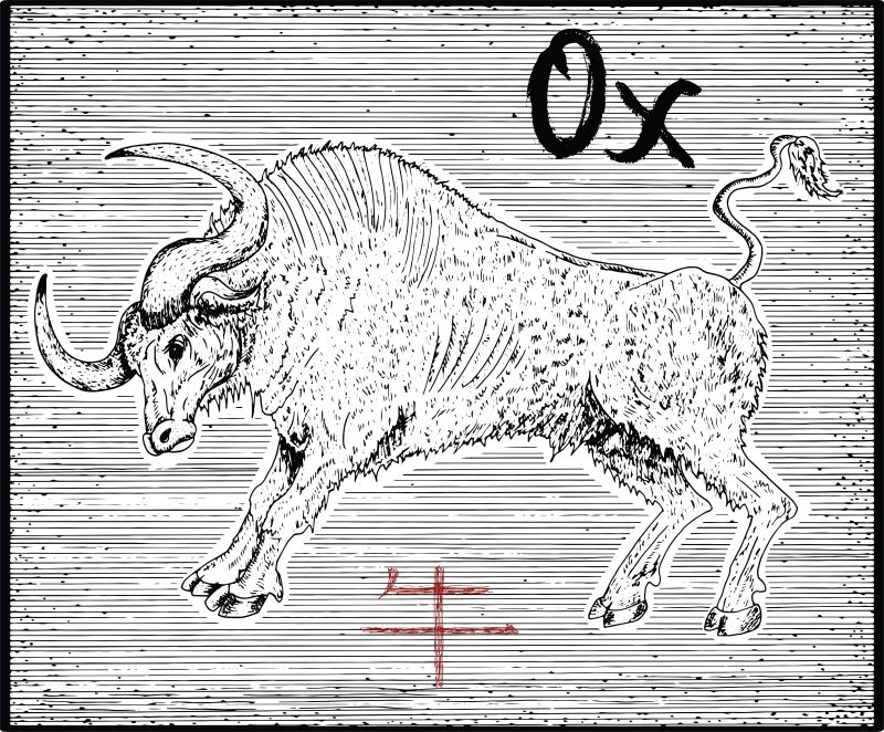 抽象矢量手绘牛插图设计