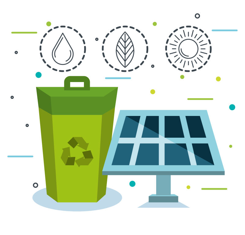 创意矢量生态能源主题平面插图设计