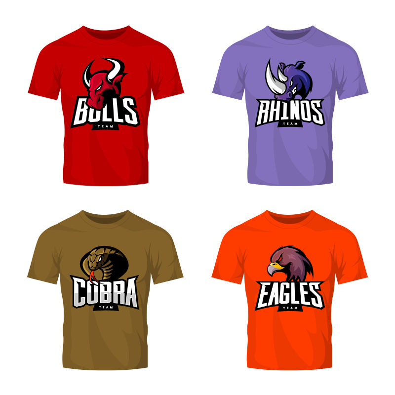 创意矢量现代动物印花元素的T恤设计