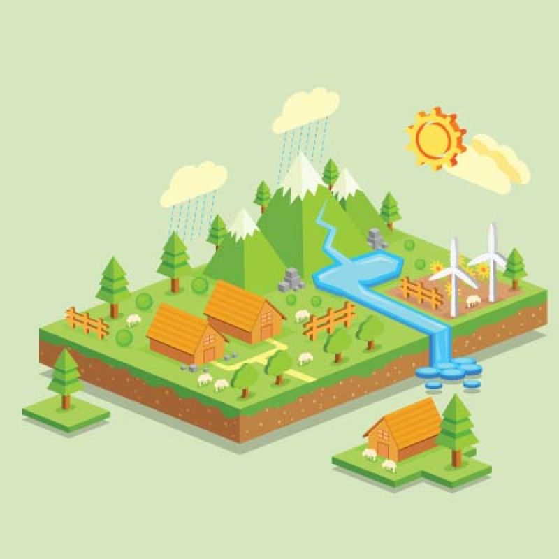 创意矢量现代生态主题立体插图设计