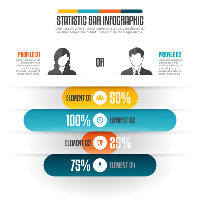 抽象矢量现代彩色统计信息图表设计