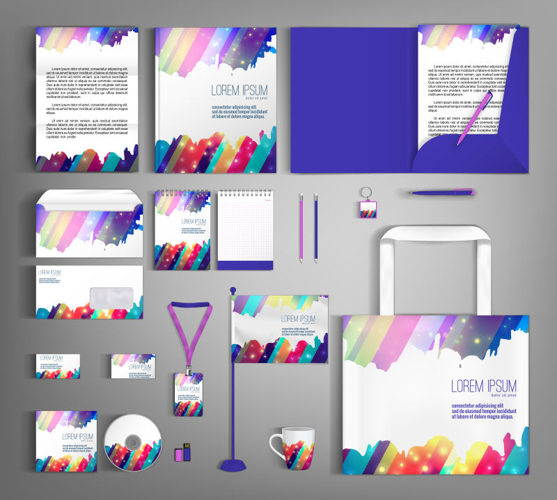 抽象矢量现代彩色条状的企业宣传设计