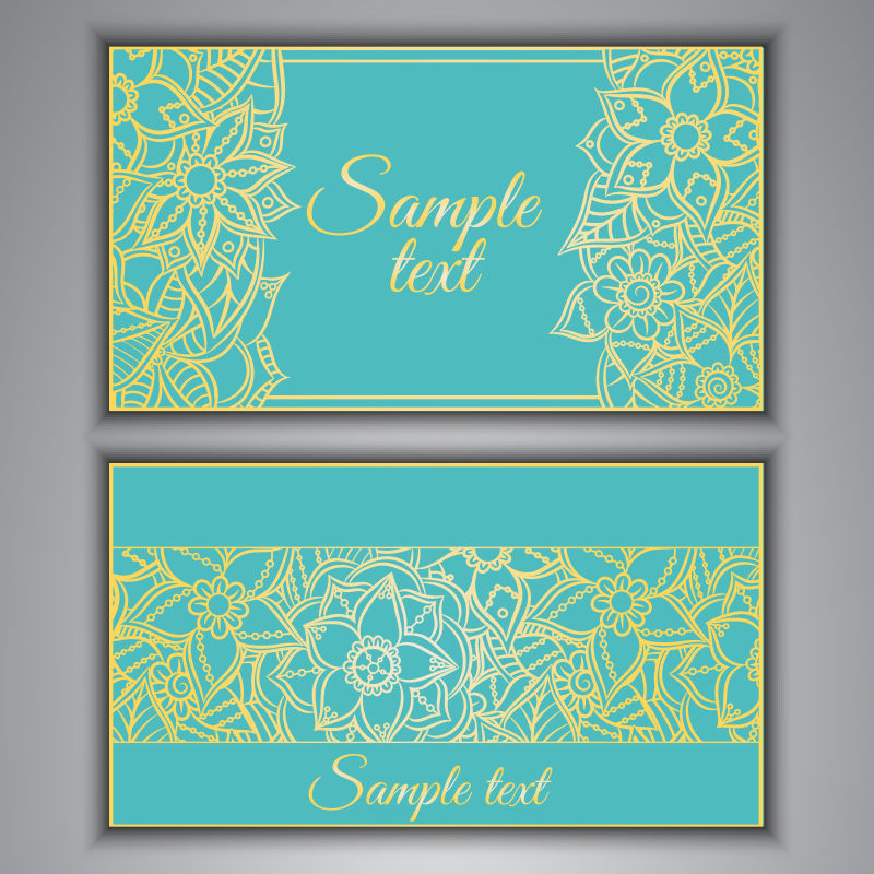 矢量黄色纹理图案装饰的名片