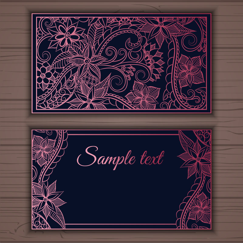 矢量紫色花朵纹理名片设计