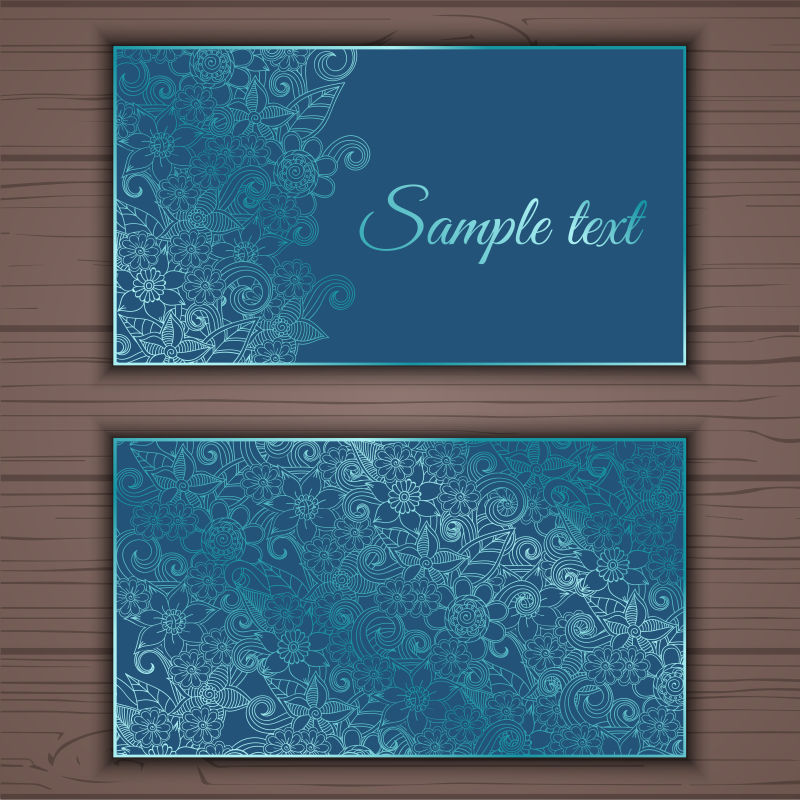 矢量蓝色纹理的名片设计