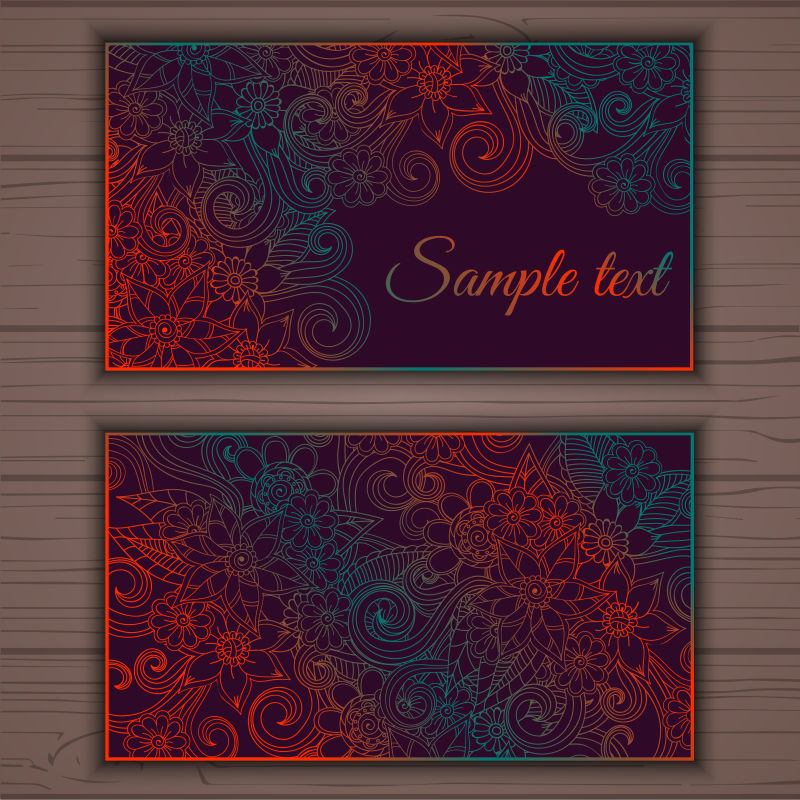 矢量深色的图案装饰的名片设计