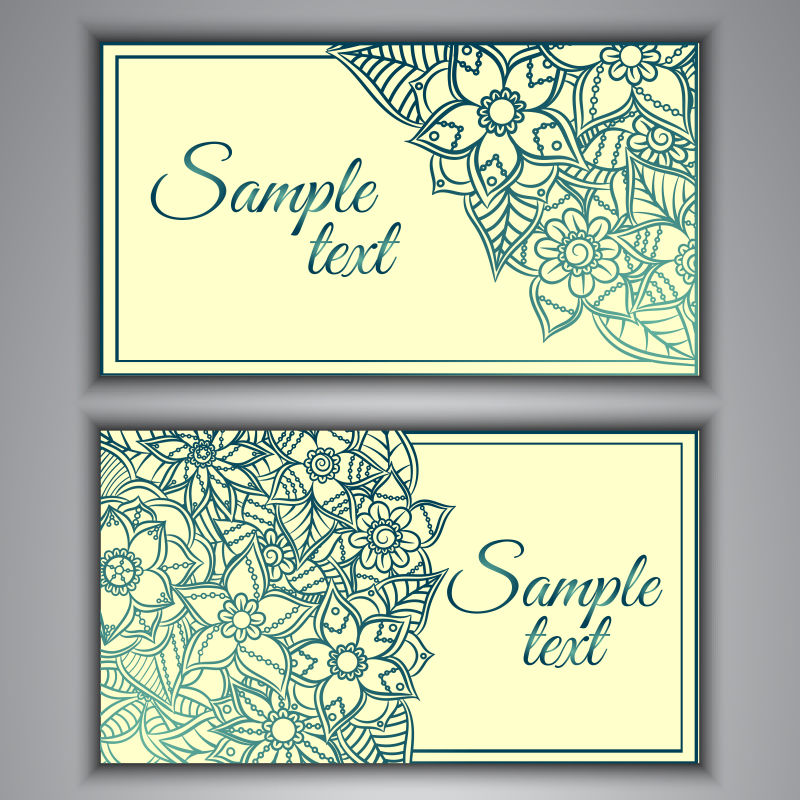 矢量黄色底纹的深色纹理图案名片设计