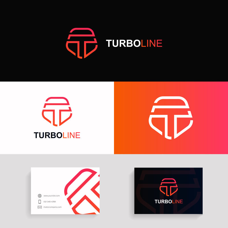 抽象矢量红色线性风格的字母t标志设计