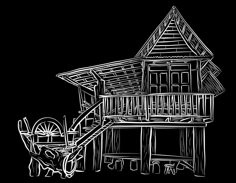 创意矢量古代老式建筑素描插图