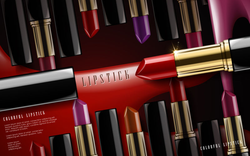创意矢量现代口红元素的平面海报设计