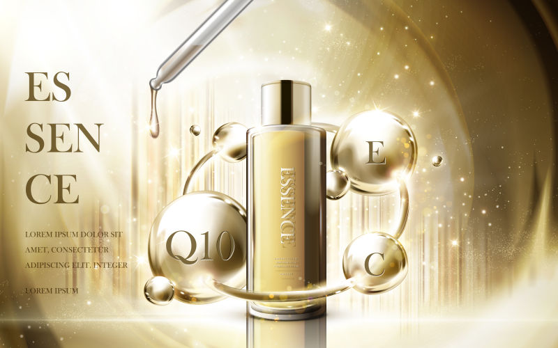 创意矢量金色精华元素平面海报设计