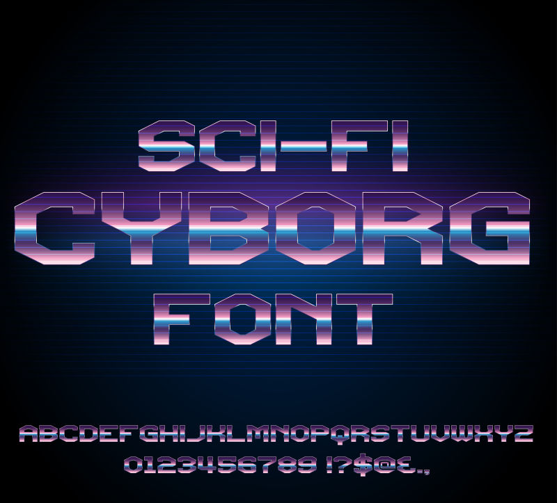 矢量抽象现代科幻复古字体设计
