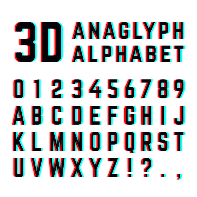 抽象矢量3d风格的字母字体设计