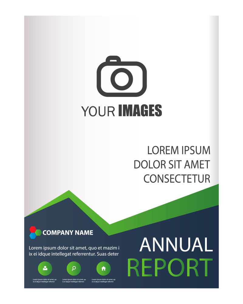 抽象矢量绿色几何风格的年度报告设计