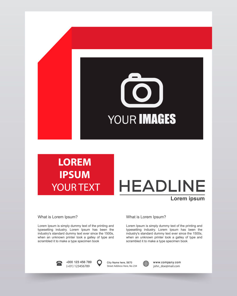 抽象矢量现代红色几何风格的年度报告设计