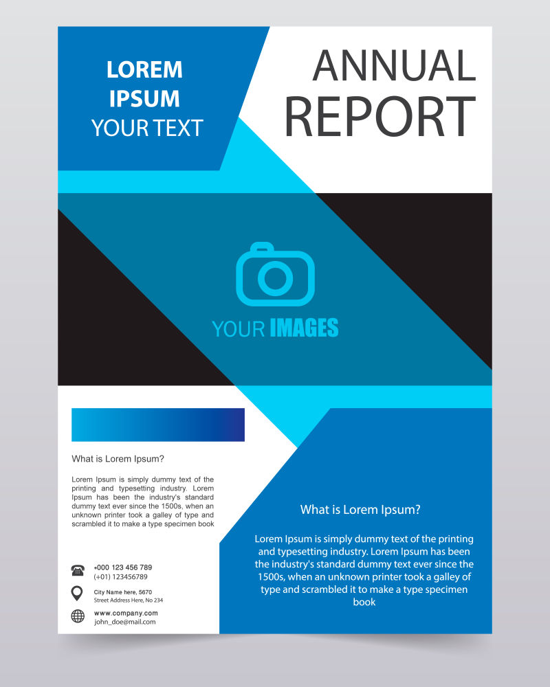 抽象矢量商业蓝色现代年度报告设计