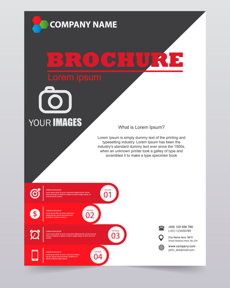 抽象矢量现代红色黑色时尚年度宣传单设计