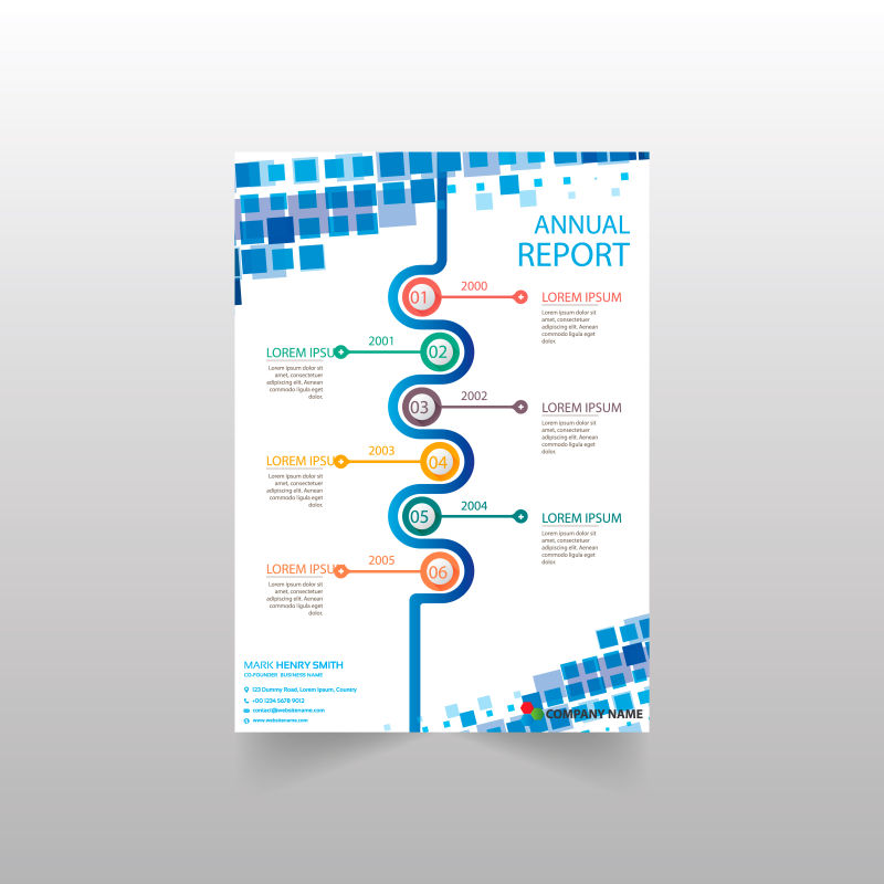 抽象矢量现代商业蓝色主题的信息报告设计