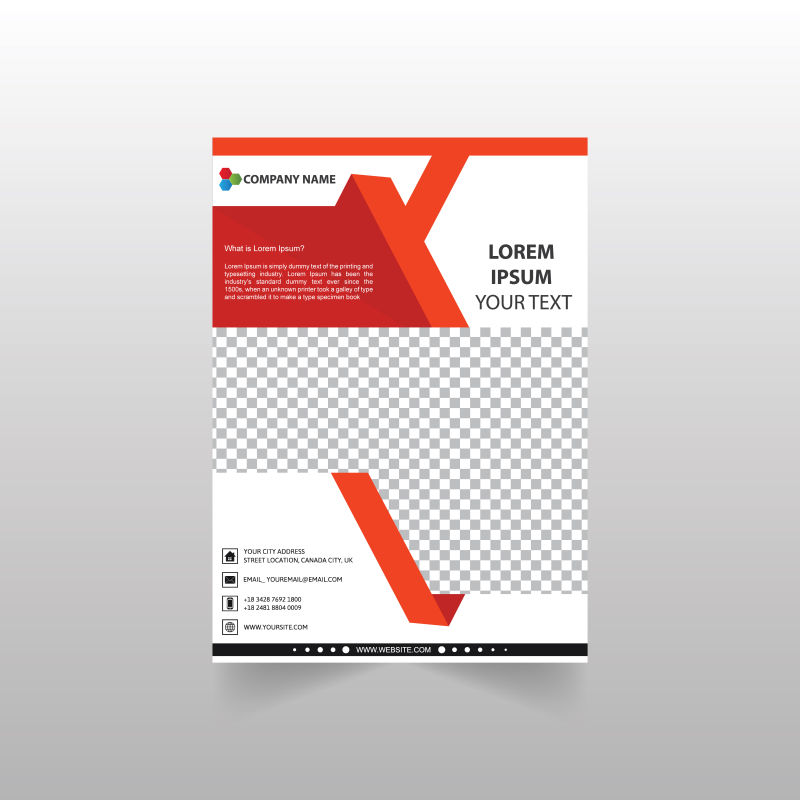 矢量抽象红色几何风格的宣传单设计