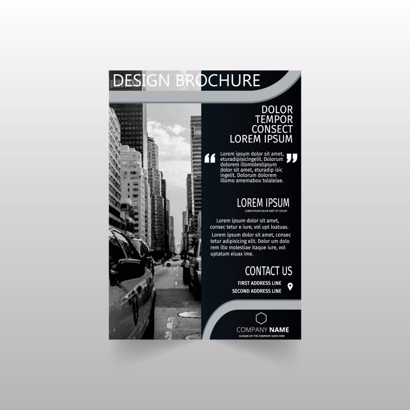 抽象矢量现代黑色时尚年度宣传单设计