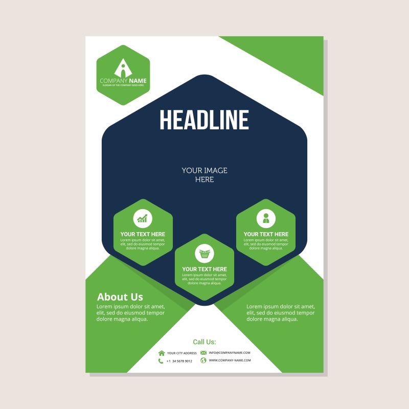 创意矢量现代绿色几何元素年度宣传报告设计