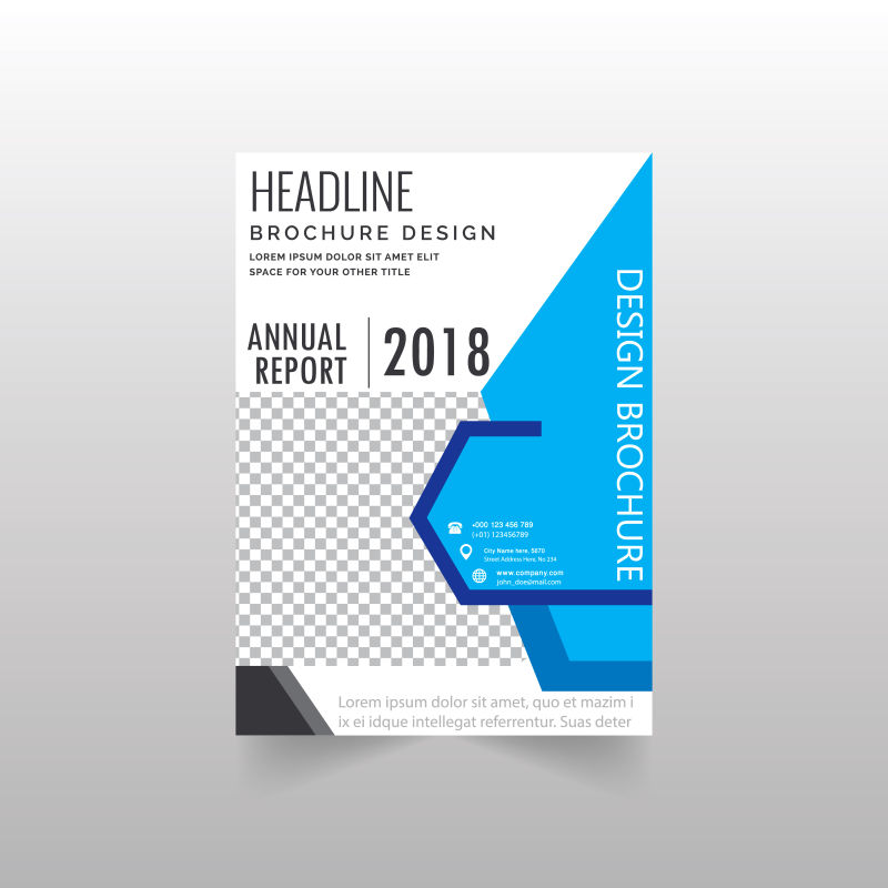 抽象矢量现代蓝色几何年度宣传单平面设计