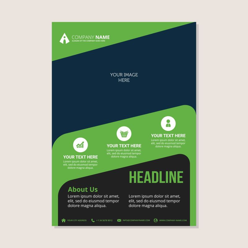 创意矢量现代绿色商业年度宣传单设计