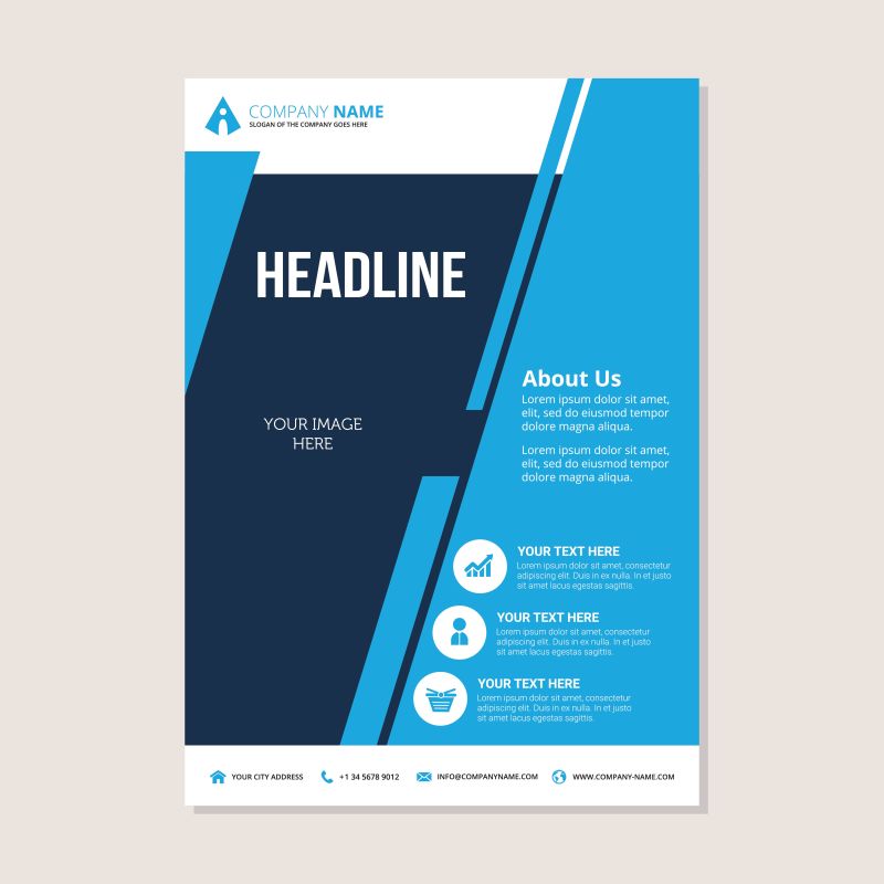 矢量抽象现代蓝色商业年度报告设计