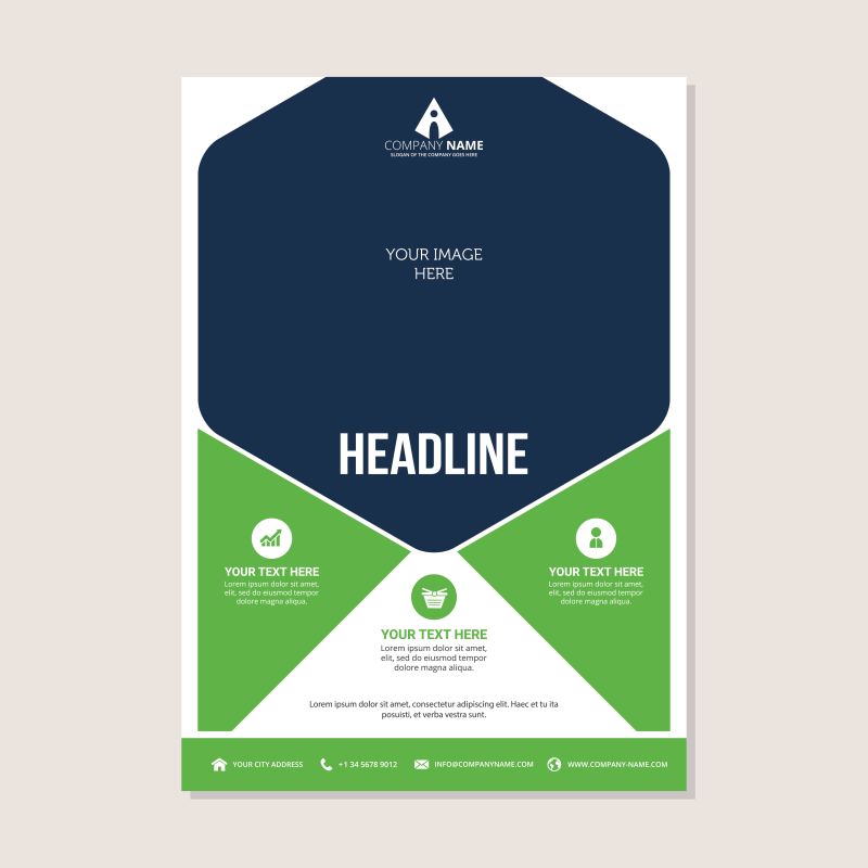 抽象矢量现代蓝绿色商业年度宣传单设计