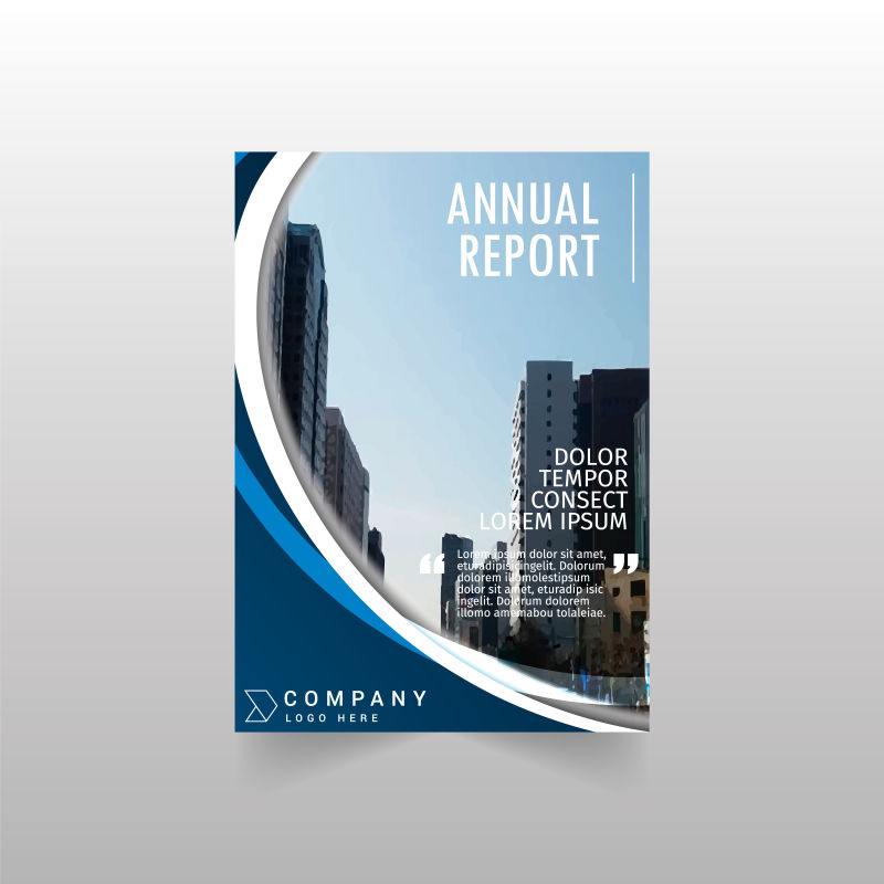 抽象矢量蓝色年年度商业报告设计
