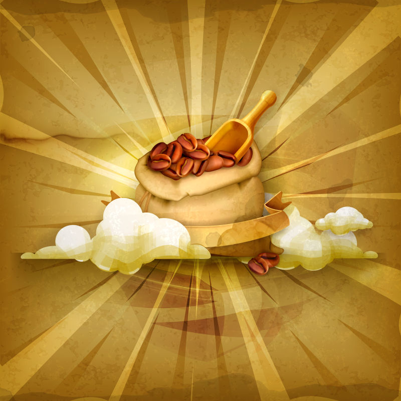 咖啡袋旧式矢量背景