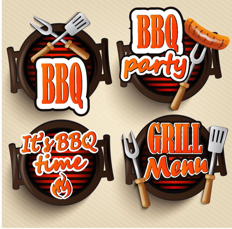 矢量创意现代烧烤主题平面插图设计