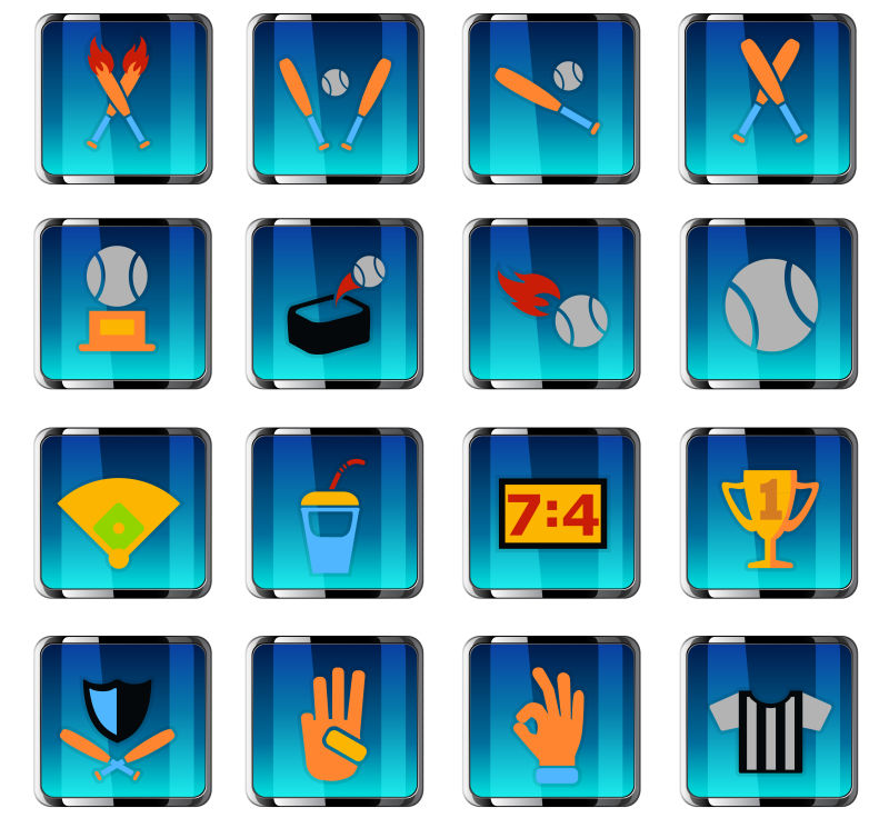 创意矢量现代棒球运动主题图标设计