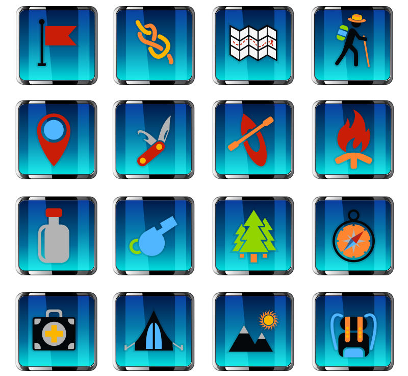 创意矢量现代户外旅行主题图标设计