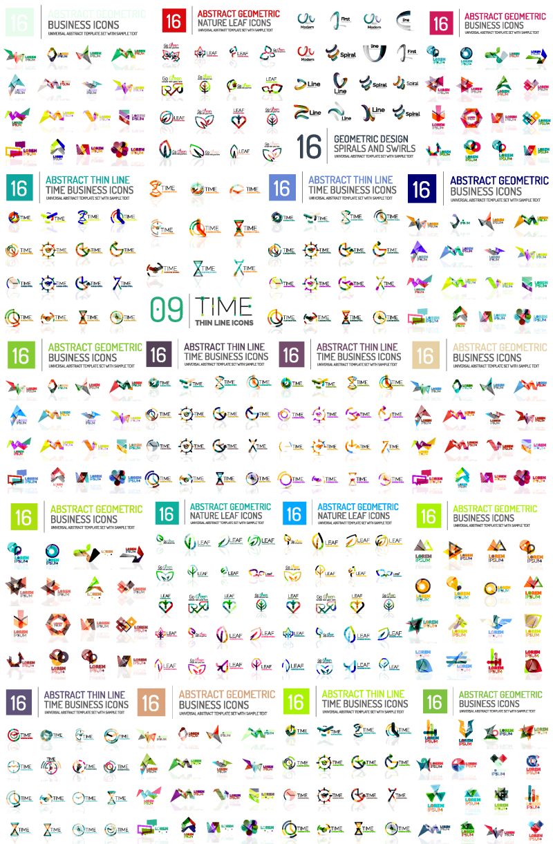 巨型标志巨型集合-抽象几何商业图标集合-品牌企业标识身份通用概念