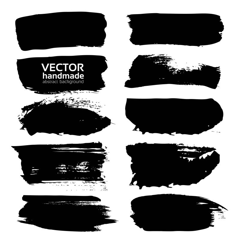 抽象的黑色纹理笔画在白色背景下孤立