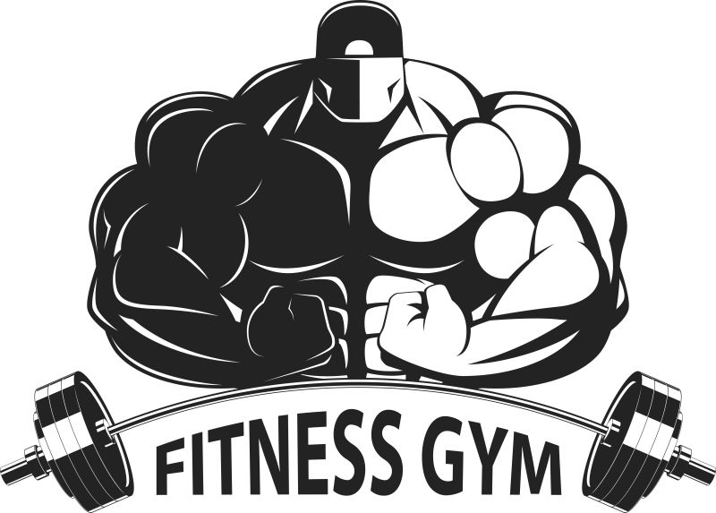 抽象矢量双色健身运动员插图设计