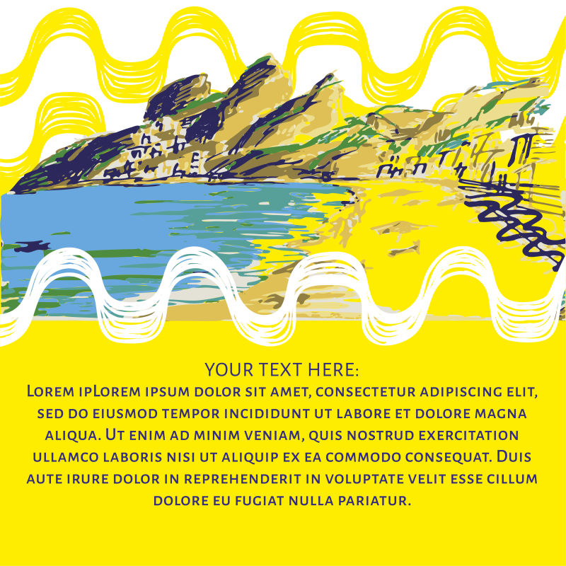 巴西手绘草图伊帕内马风格概念和标志