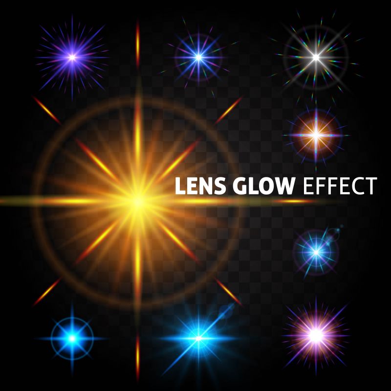 抽象矢量现代耀眼彩色灯光设计