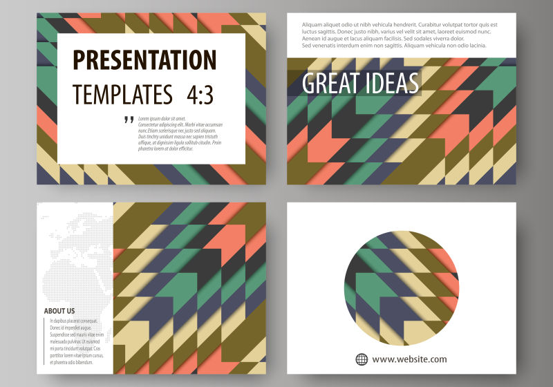 矢量现代几何风格的抽象宣传单平面设计