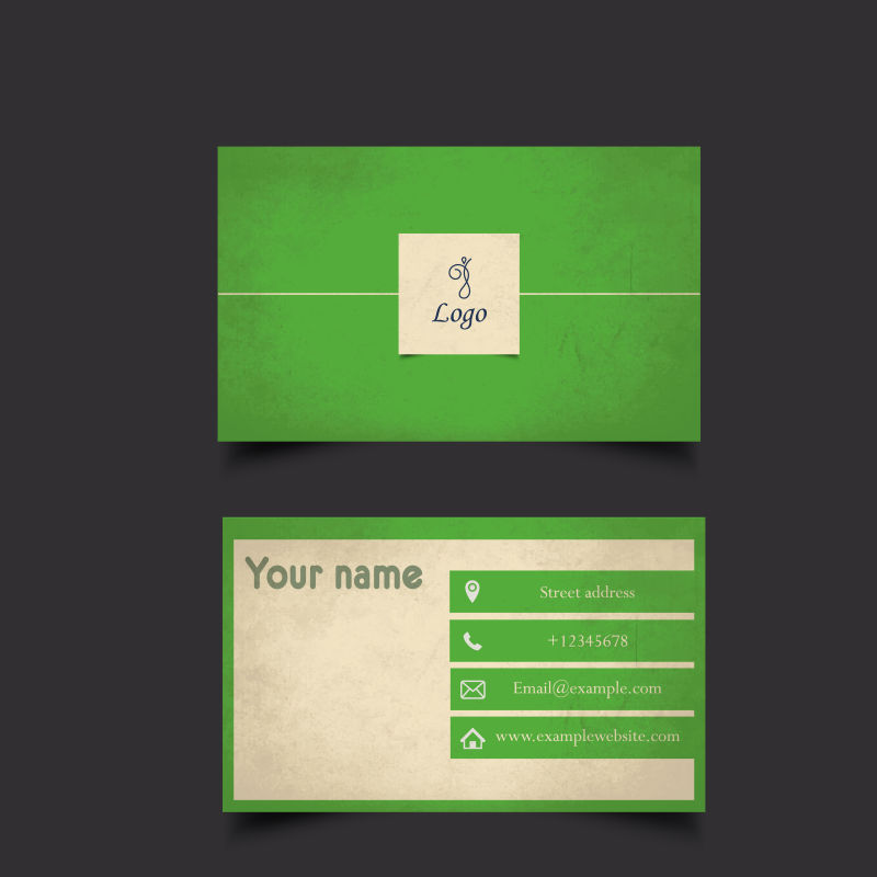 抽象矢量绿色复古商业名片设计